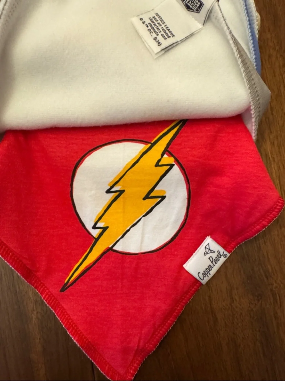 Copper Pearl DC Superheroes Yellow Bandana Bib Set